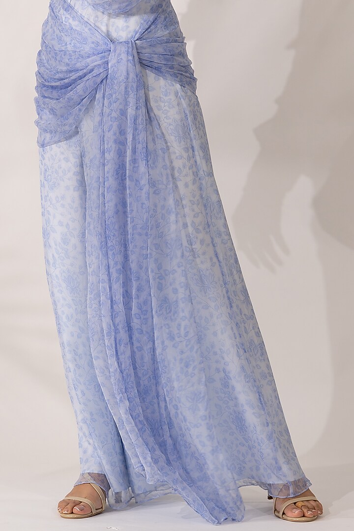 Indigo Bemberg Chiffon Floral Printed Co-Ord Set by Essay by Sumedha Agrawal at Pernia's Pop Up Shop