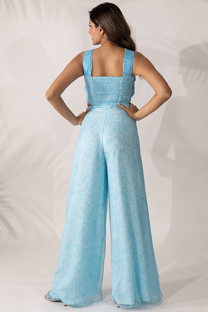 Blue Viscose Chiffon Hand-Pleated Co-Ord Set by Essay by Sumedha Agrawal at Pernia's Pop Up Shop