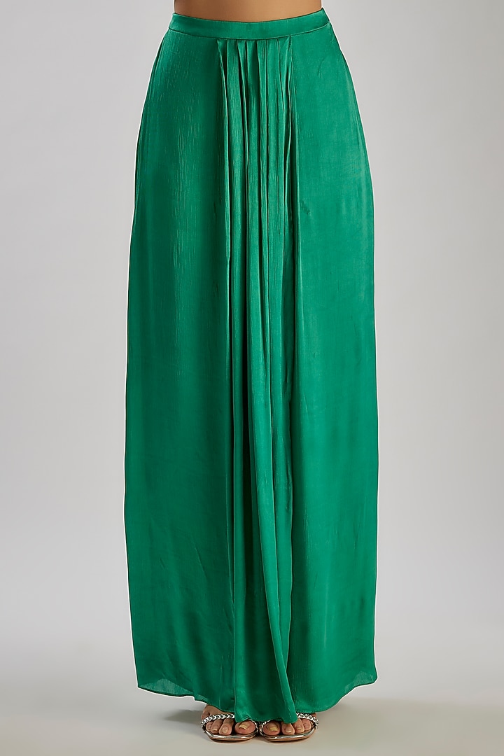 Green Satin Chiffon & Bemberg Co-Ord Set by Essay by Sumedha Agrawal at Pernia's Pop Up Shop
