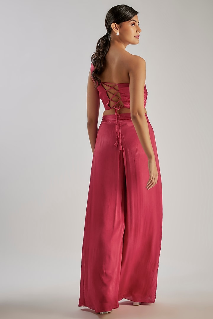 Pink Satin Chiffon & Bemberg Co-Ord Set by Essay by Sumedha Agrawal at Pernia's Pop Up Shop