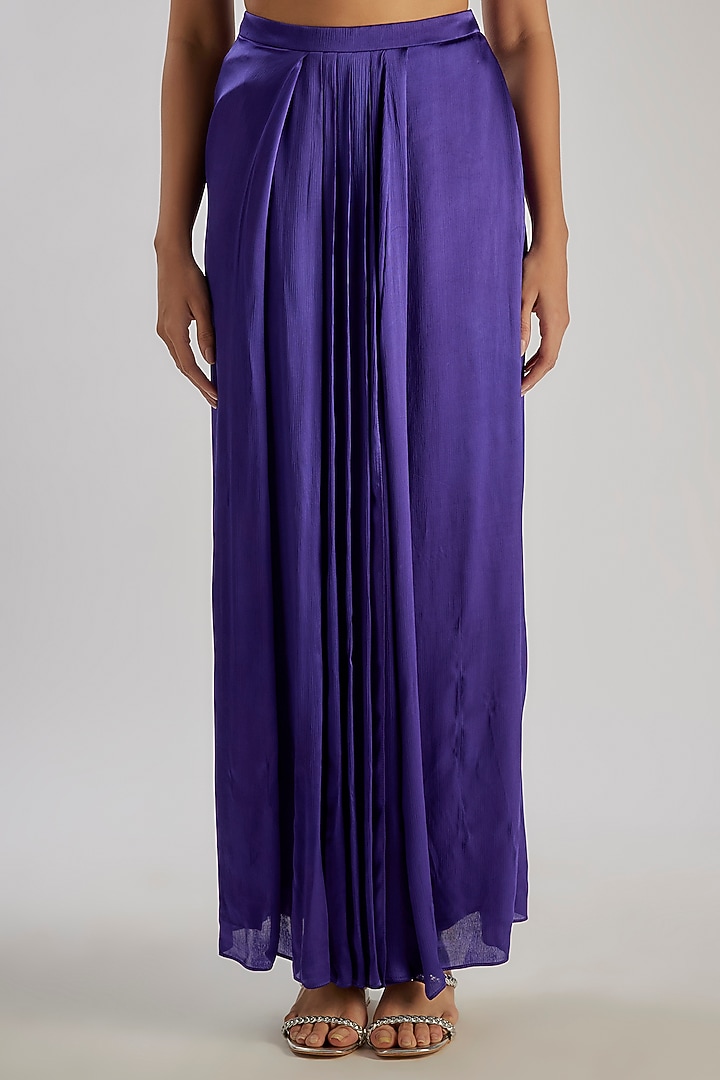 Blue Satin Chiffon & Bemberg Co-Ord Set by Essay by Sumedha Agrawal at Pernia's Pop Up Shop
