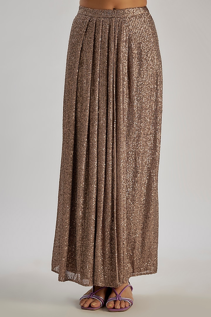 Bronze Sequins & Polyester Co-Ord Set by Essay by Sumedha Agrawal at Pernia's Pop Up Shop