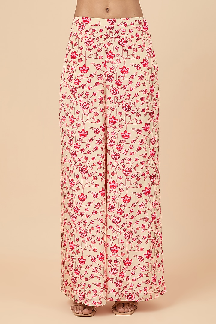 Beige Natural Crepe Floral Printed Co-Ord Set by Essay by Sumedha Agrawal at Pernia's Pop Up Shop