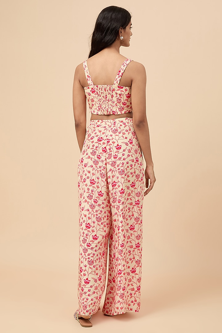 Beige Natural Crepe Floral Printed Co-Ord Set by Essay by Sumedha Agrawal at Pernia's Pop Up Shop