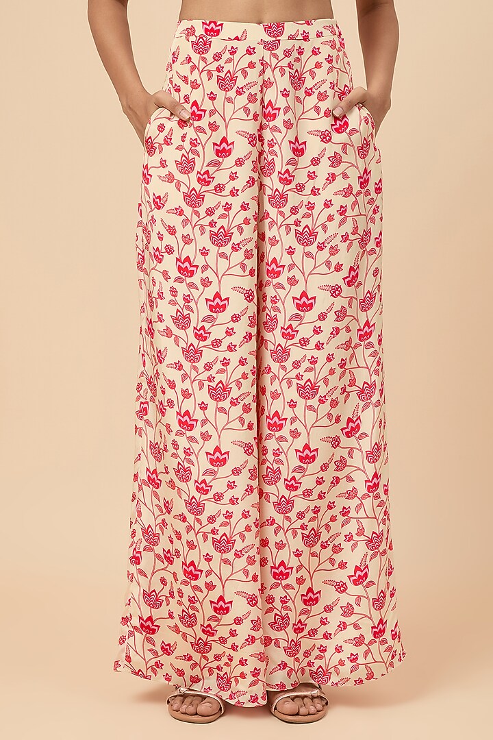 Beige Natural Crepe Floral Printed Co-Ord Set by Essay by Sumedha Agrawal at Pernia's Pop Up Shop