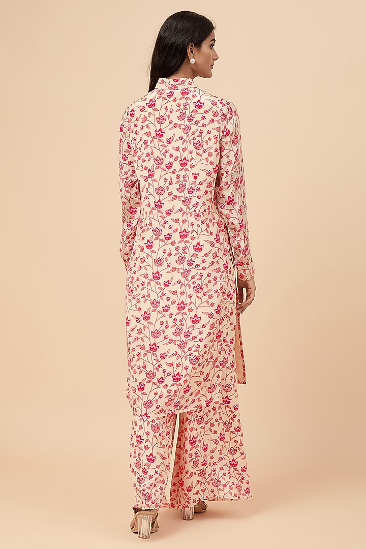 Beige Natural Crepe Floral Printed Co-Ord Set by Essay by Sumedha Agrawal at Pernia's Pop Up Shop