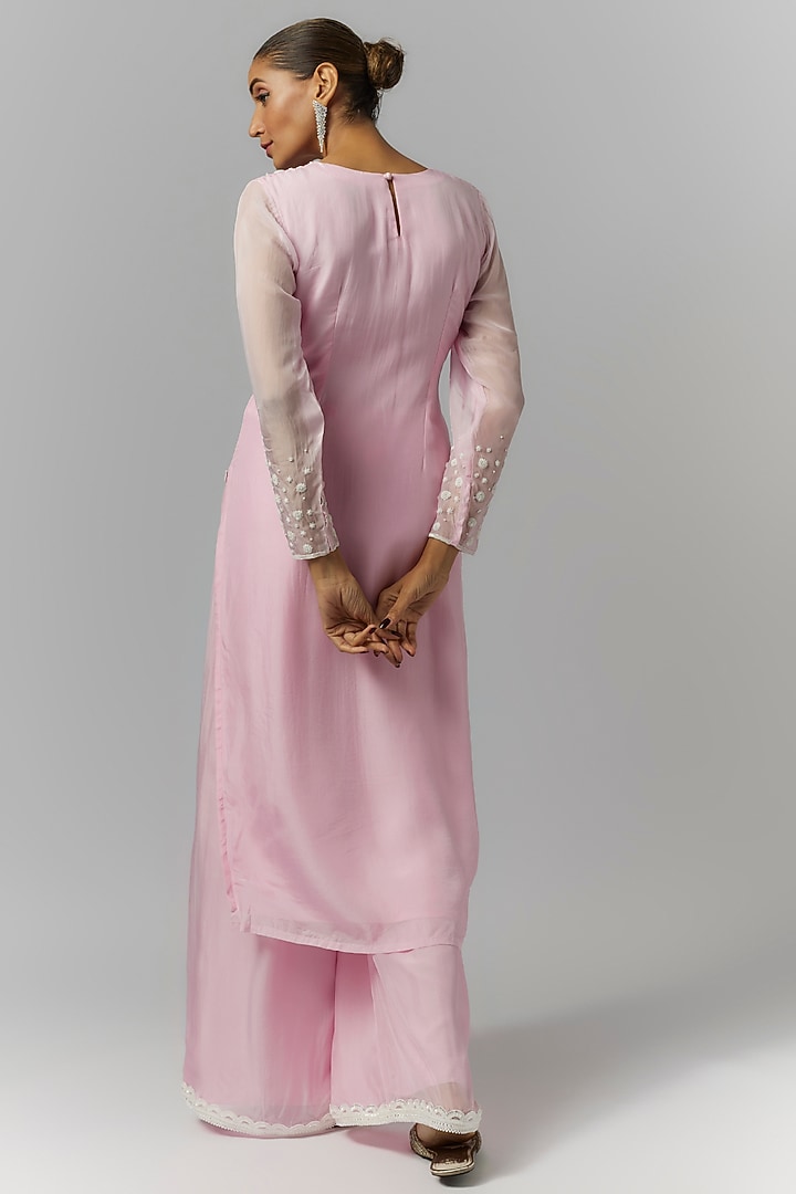 Lilac Organza Sequin & Mirror Embroidered Kurta Set by Essay by Sumedha Agrawal at Pernia's Pop Up Shop