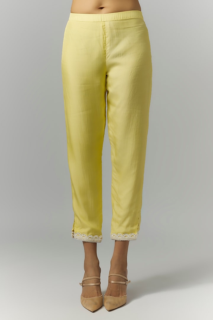 Yellow Organza Mirror Embroidered Kurta Set by Essay by Sumedha Agrawal at Pernia's Pop Up Shop