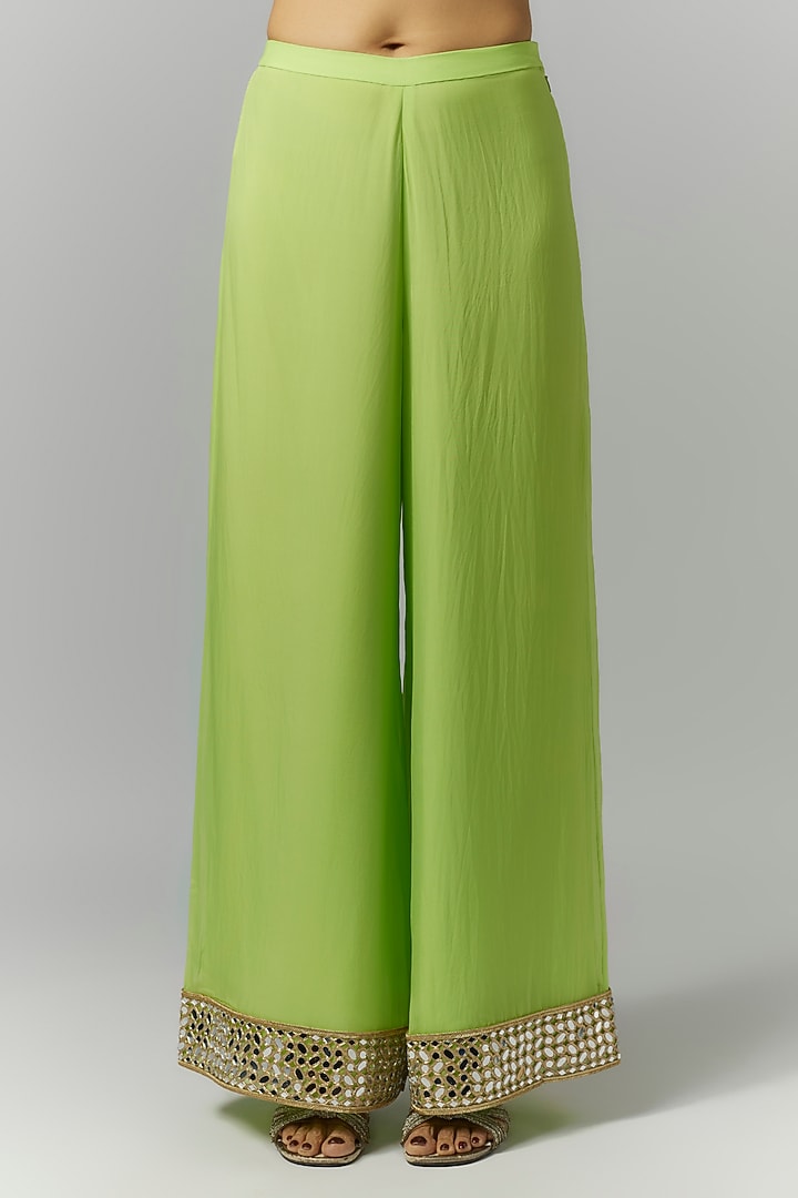 Green Organza Mirror Embroidered Kurta Set by Essay by Sumedha Agrawal at Pernia's Pop Up Shop