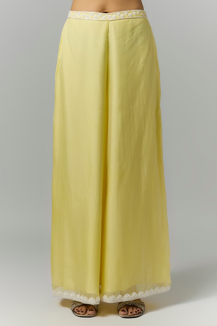 Yellow Organza Sequins Embroidered Cape Set by Essay by Sumedha Agrawal at Pernia's Pop Up Shop