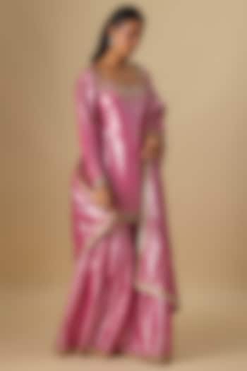 Purple Crushed Tissue Silk Wedding Sharara Set by Essay by Sumedha Agrawal at Pernia's Pop Up Shop