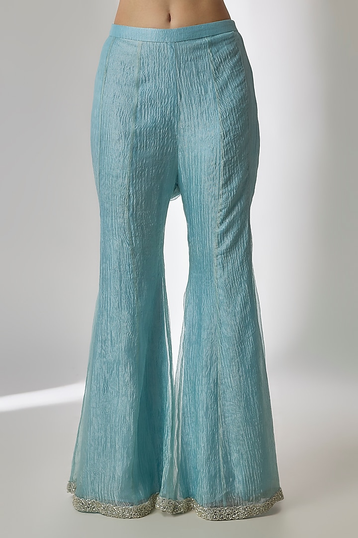 Blue Tissue Silk Wedding Sharara Set by Essay by Sumedha Agrawal at Pernia's Pop Up Shop