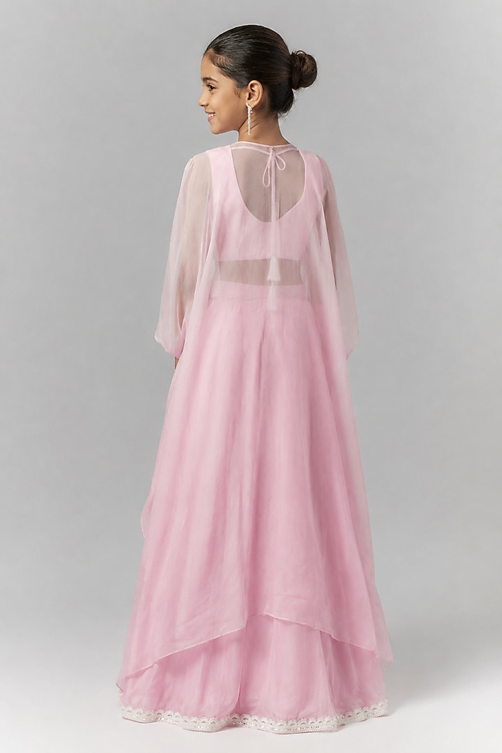 Lilac Organza Sequin Embroidered Jacket Lehenga Set For Girls by Essay by Sumedha Agarwal Kids at Pernia's Pop Up Shop