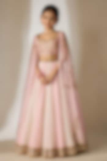 Pink Viscose Organza Sequin Embellished Lehenga Set For Girls by Essay by Sumedha Agarwal Kids at Pernia's Pop Up Shop