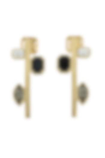 Gold Plated Swarovski & Gemstone Stud Earrings by ESS&NOI at Pernia's Pop Up Shop