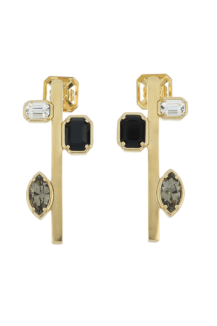 Gold Plated Swarovski & Gemstone Stud Earrings by ESS&NOI at Pernia's Pop Up Shop
