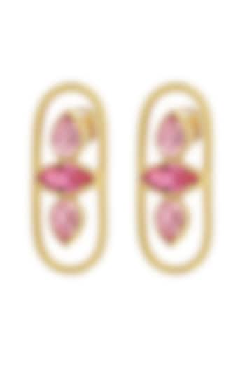 Gold Plated Swarovski Floral Stud Earrings by ESS&NOI at Pernia's Pop Up Shop