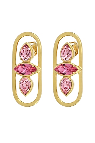 Gold Plated Swarovski Floral Stud Earrings by ESS&NOI