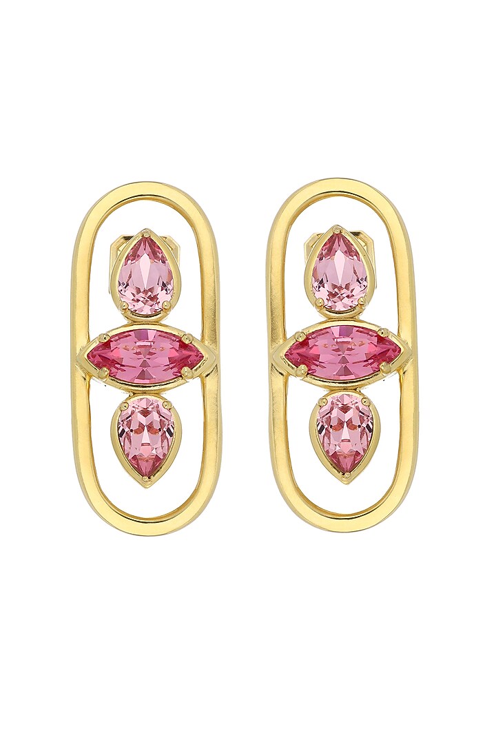 Gold Plated Swarovski Floral Stud Earrings by ESS&NOI at Pernia's Pop Up Shop