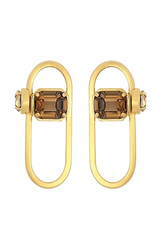 Gold Plated Swarovski & Topaz Stone Stud Earrings by ESS&NOI