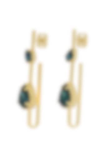 Gold Plated Swarovski & Precious Stone Dangler Earrings by ESS&NOI at Pernia's Pop Up Shop