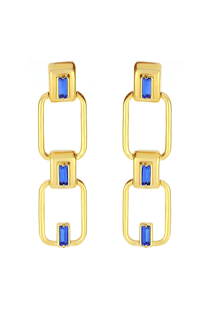 Gold Plated Swarovski & Precious Stone Dangler Earrings by ESS&NOI at Pernia's Pop Up Shop