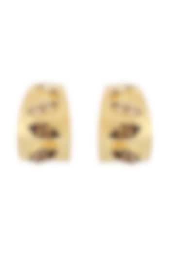 Gold Plated Swarovski & Topaz Stone Hoop Earrings by ESS&NOI at Pernia's Pop Up Shop