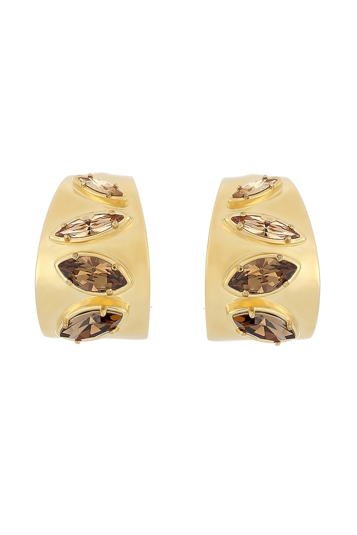 Gold Plated Swarovski & Topaz Stone Hoop Earrings by ESS&NOI at Pernia's Pop Up Shop