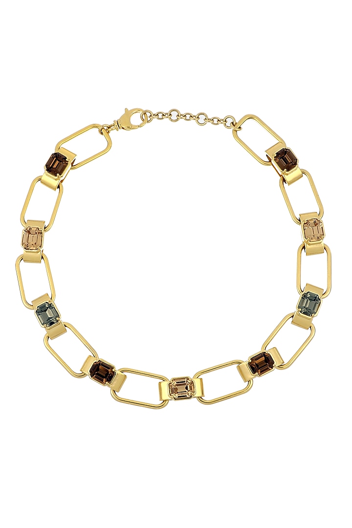 Gold Plated Swarovski & Topaz Stone Choker Necklace by ESS&NOI at Pernia's Pop Up Shop