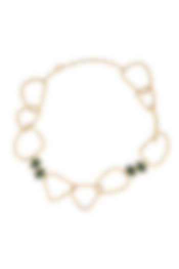 Gold Plated Swarovski & Emerald Stone Choker Necklace by ESS&NOI at Pernia's Pop Up Shop