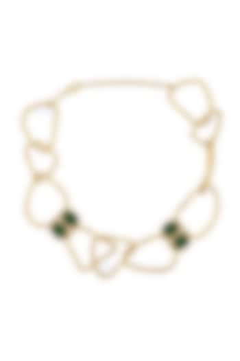 Gold Plated Swarovski & Emerald Stone Choker Necklace by ESS&NOI at Pernia's Pop Up Shop
