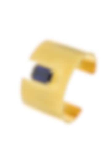 Gold Plated Swarovski & Tanzanite Stone Cuff Bracelet by ESS&NOI at Pernia's Pop Up Shop