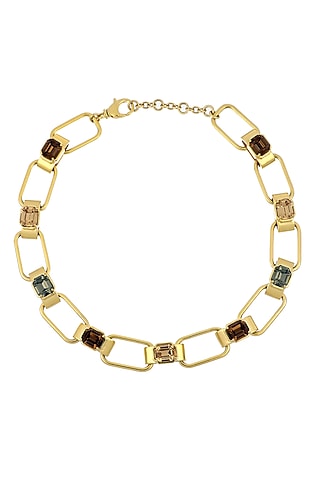 Gold Plated Swarovski & Topaz Stone Choker Necklace by ESS&NOI