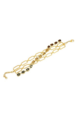 Gold Plated Swarovski & Topaz Stone Bracelet by ESS&NOI