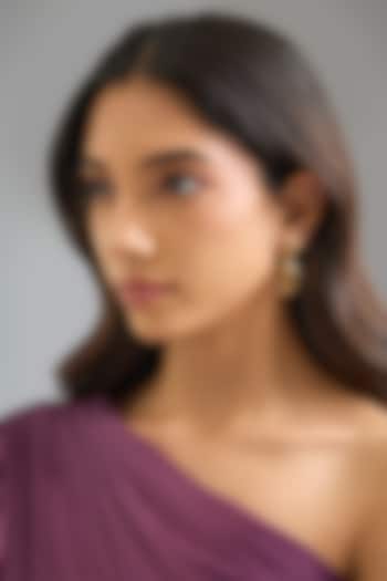 Gold Plated Smoked Topaz Stone Dangler Earrings by ESS&NOI at Pernia's Pop Up Shop