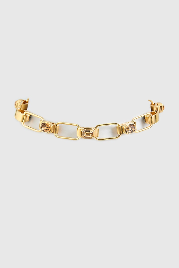Gold Plated Smoked Topaz Swarovski Stone Choker Necklace by ESS&NOI at Pernia's Pop Up Shop