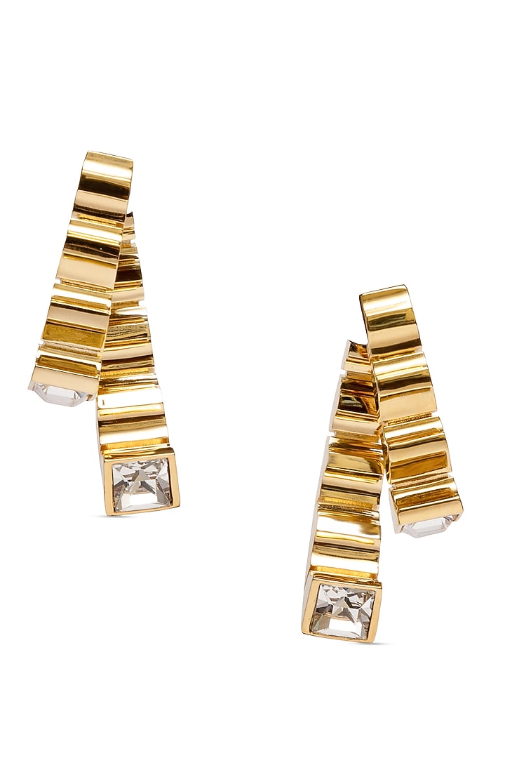 Gold Plated Spiral Dangler Earrings by ESS&NOI at Pernia's Pop Up Shop