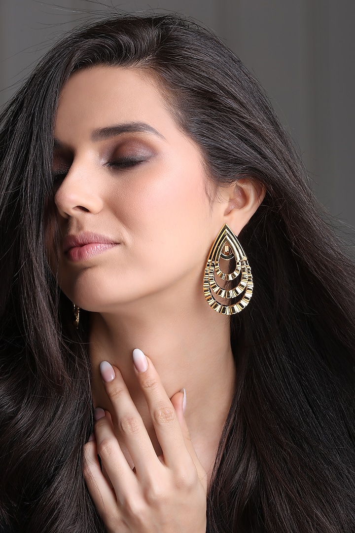 Gold Plated Paisley Dangler Earrings by ESS&NOI at Pernia's Pop Up Shop