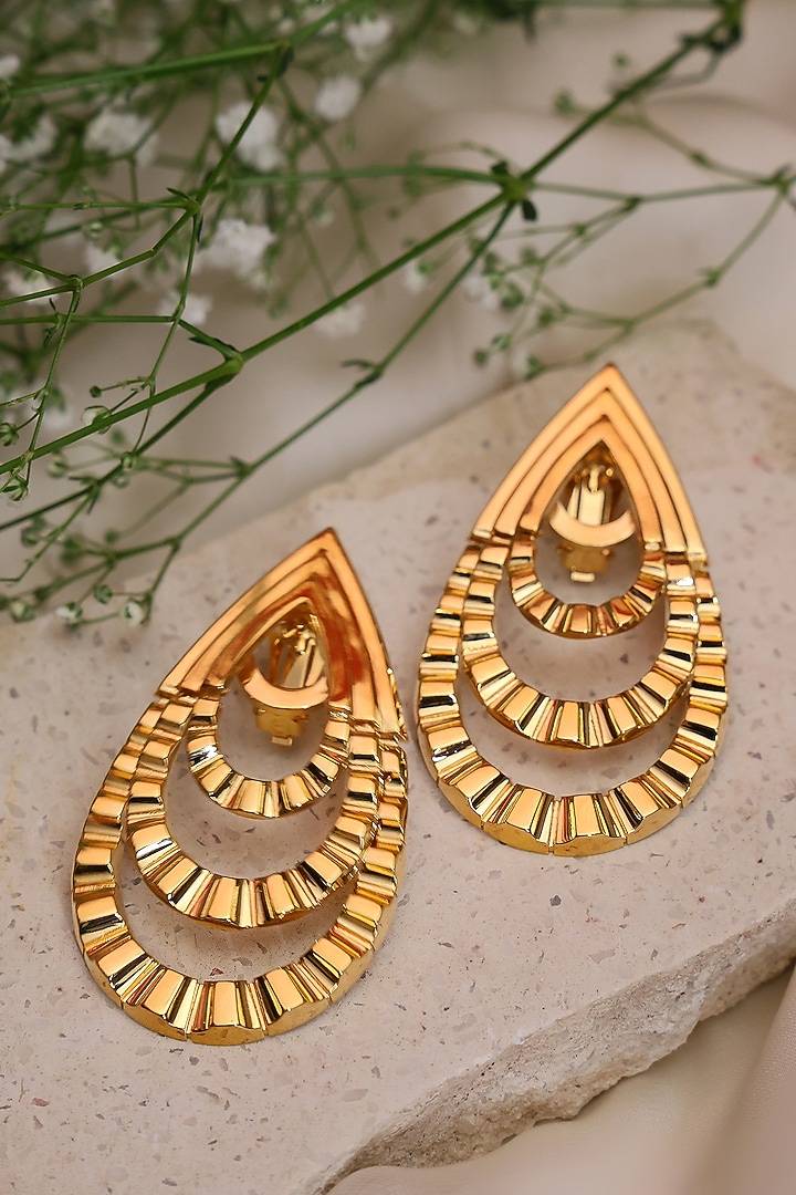 Gold Plated Paisley Dangler Earrings by ESS&NOI at Pernia's Pop Up Shop