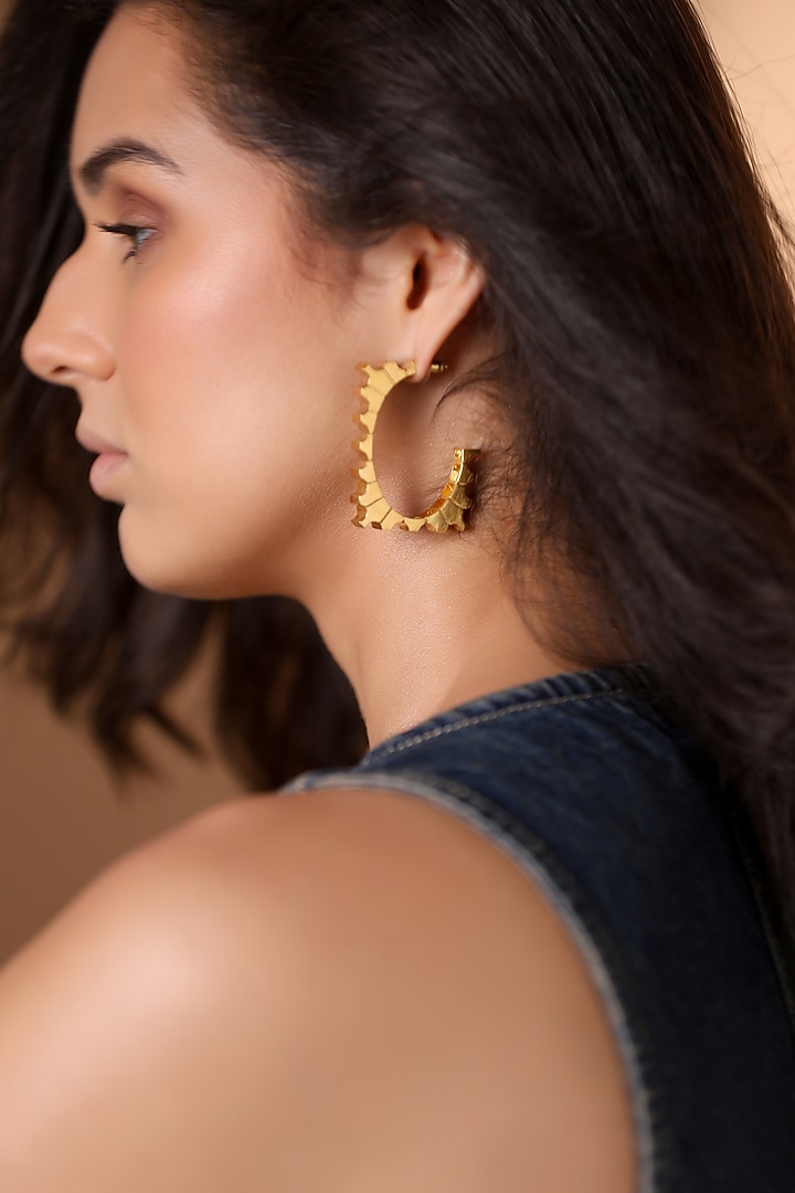 Gold Plated Brass Hoop Earrings by ESS&NOI at Pernia's Pop Up Shop