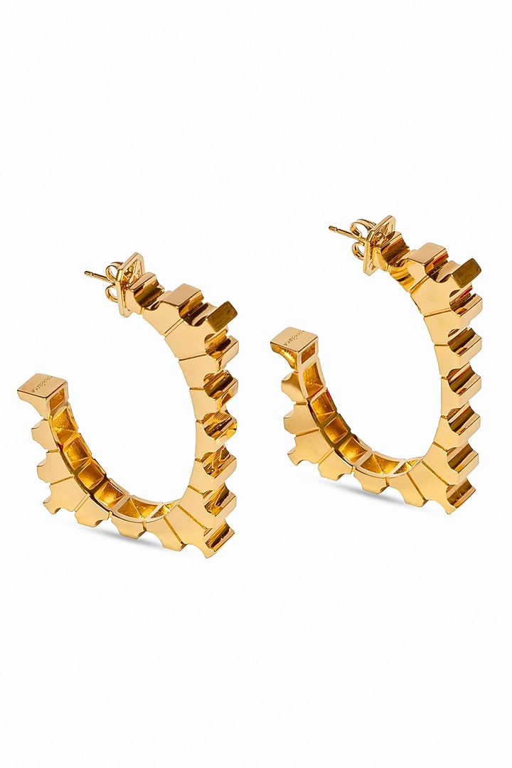 Gold Plated Brass Hoop Earrings by ESS&NOI at Pernia's Pop Up Shop
