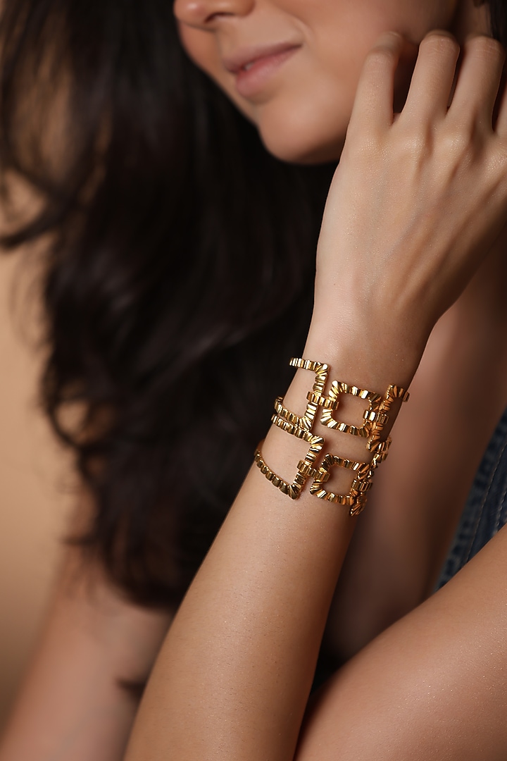 Gold Plated Brass Cuff by ESS&NOI at Pernia's Pop Up Shop