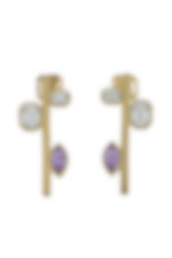 Matte Gold Plated Swarovski Stone & Crystal Stud Earrings by ESS&NOI at Pernia's Pop Up Shop