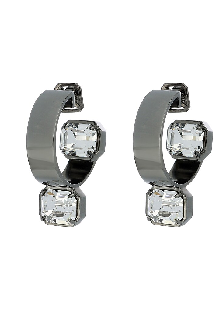 Ruthenium Finish Swarovski Crystal Hoop Earrings by ESS&NOI at Pernia's Pop Up Shop