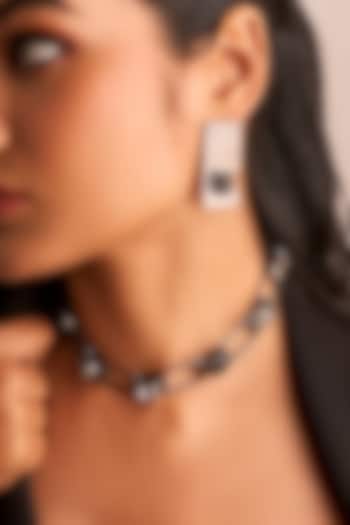 Gold & Ruthenium Plated Emerald-Cut Swarovski Stone Choker Necklace by ESS&NOI at Pernia's Pop Up Shop