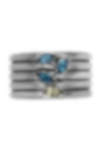 Ruthenium Finish Mixed-Cut Swarovski Stone Cuff by ESS&NOI at Pernia's Pop Up Shop