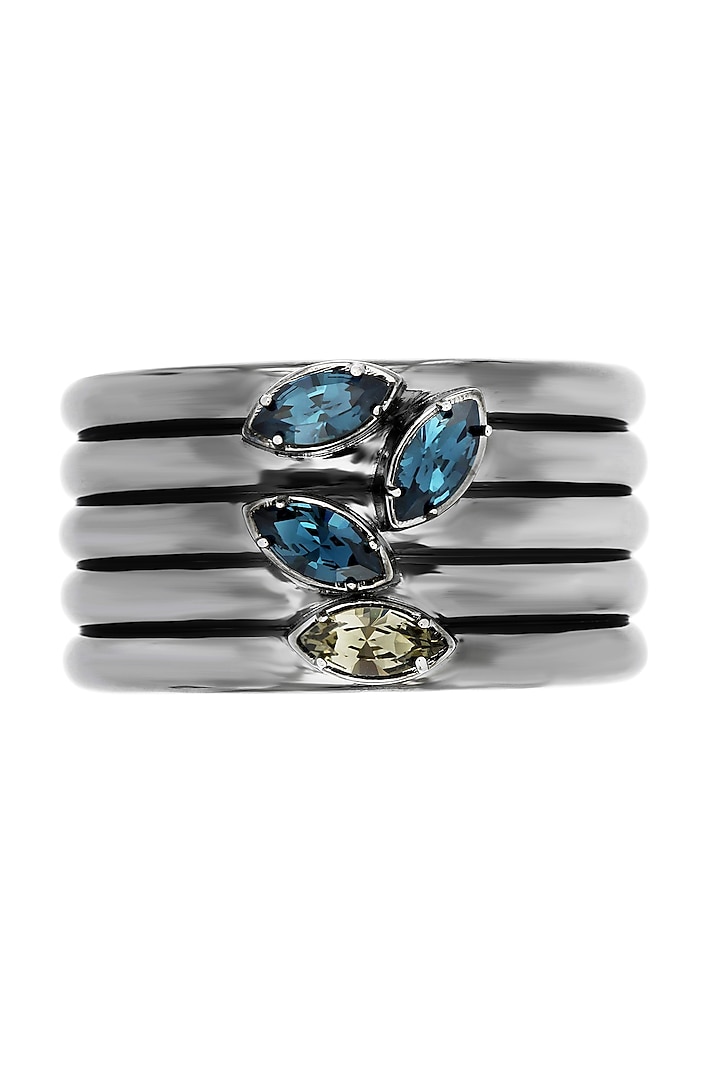 Ruthenium Finish Mixed-Cut Swarovski Stone Cuff by ESS&NOI at Pernia's Pop Up Shop