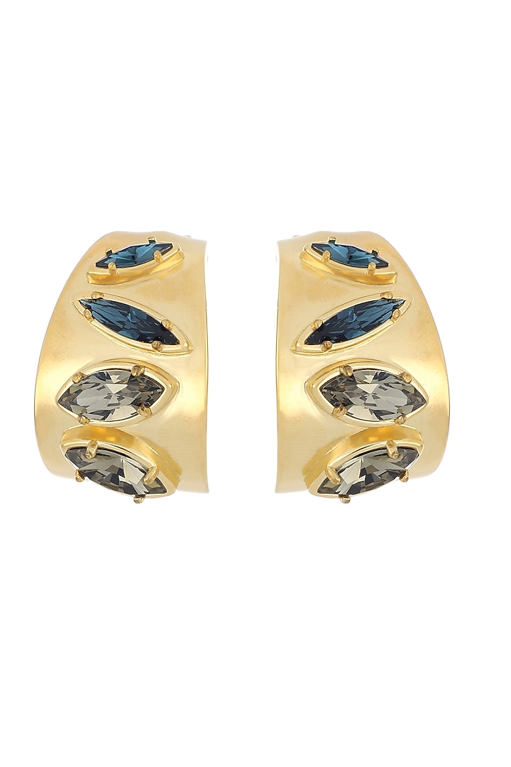 Gold & Ruthenium Plated Swarovski Crystal Hoop Earrings by ESS&NOI at Pernia's Pop Up Shop