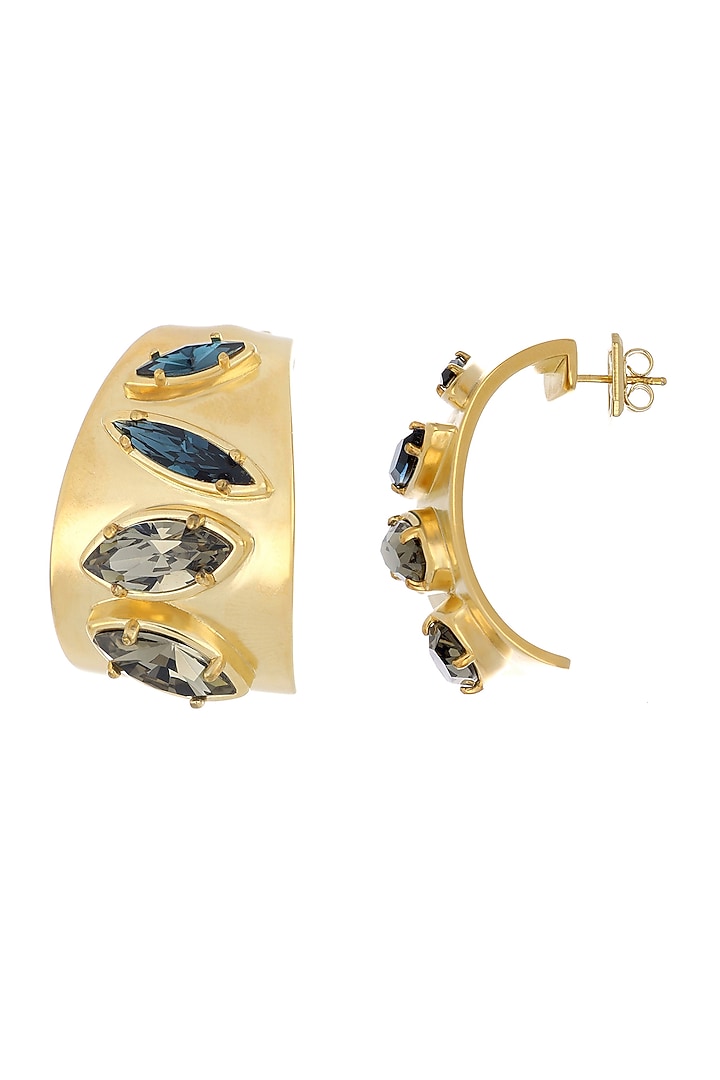 Gold & Ruthenium Plated Swarovski Crystal Hoop Earrings by ESS&NOI at Pernia's Pop Up Shop