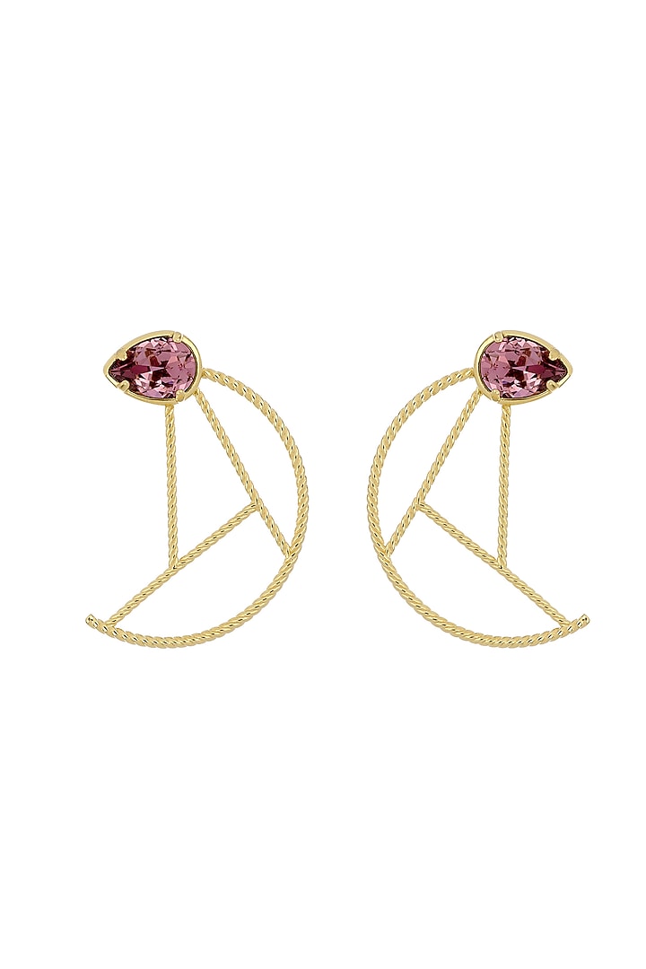 Gold Plated Pear-Cut Swarovski Stone Hoop Earrings by ESS&NOI at Pernia's Pop Up Shop